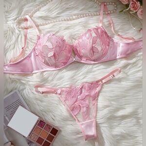 2 For $40! NEW! Pretty In Pink Elegant Lace Lingerie Set Size XL